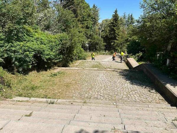 Почистват стъпалата към Паметника